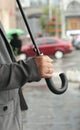 Man under an umbrella in the rain Royalty Free Stock Photo