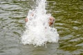 Man under the water drops - stock photograph