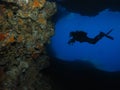 Man Underwater Photographer Scuba Diving Cave Royalty Free Stock Photo