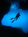 Man Underwater Photographer Scuba Diving Cave Royalty Free Stock Photo