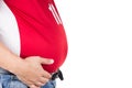 Man with unhealthy big belly isolated in white Royalty Free Stock Photo