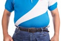 Man with unhealthy big tummy with visceral or subcutaneous fats