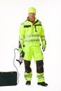 Man In The Uniform with The Electric Drill Royalty Free Stock Photo