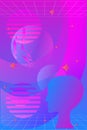 Man and universe. Duotone 3d abstract geometric background, synthwave, futuristic concept, bright neon blue, pink and orange