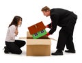 Man unpacking a new house for wife or client Royalty Free Stock Photo