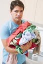 Man Upset Doing Laundry Royalty Free Stock Photo