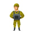 Man US Army soldiers in camouflage combat uniform cartoon vector illustration Royalty Free Stock Photo