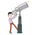 Man use modern telescope seriously