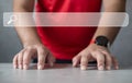 Man use type keyboard virtual with the blank search bar. Searching, browsing, internet data information Royalty Free Stock Photo