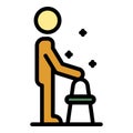 Man use walker icon color outline vector Royalty Free Stock Photo