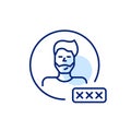Man user avatar with password input box. Secure login, account protection and verified access. Pixel perfect