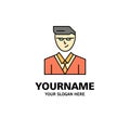 Man, User, Manager, Student Business Logo Template. Flat Color