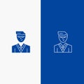 Man, User, Manager, Student Line and Glyph Solid icon Blue banner Line and Glyph Solid icon Blue banner