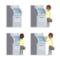 Man using ATM machine and gets money Royalty Free Stock Photo