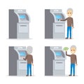 Man using ATM machine and gets money Royalty Free Stock Photo