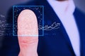 Man using biometric fingerprint scanner, closeup view Royalty Free Stock Photo