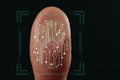 Man using biometric fingerprint scanner on background, closeup Royalty Free Stock Photo