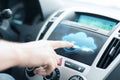 Man using car control panel Royalty Free Stock Photo