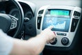 Man using car control panel Royalty Free Stock Photo