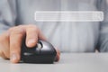 Man using a computer keyboard for searching for information, data search technology search engine optimization Royalty Free Stock Photo