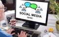 Social media concept on a computer Royalty Free Stock Photo