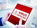 Man Using a Digital Tablet with Virus Royalty Free Stock Photo