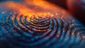 Man using fingerprint biometrics for digital banking security and data protection. Concept