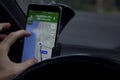 Man using google maps on smartphone