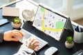 Man Using GPS Map With Navigation Pointers Royalty Free Stock Photo