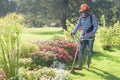 Man using grass trimmer