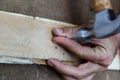 Man using a hammer on wood Royalty Free Stock Photo