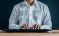 Man using keyboard to search for new jobs online from new graduate recruitment sites. recruiting with online technology Royalty Free Stock Photo