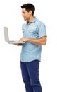 Man Using Laptop Against White Background