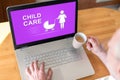 Child care concept on a laptop