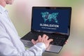 Globalization concept on a laptop Royalty Free Stock Photo