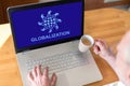 Globalization concept on a laptop Royalty Free Stock Photo