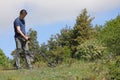 Man using metal detector Royalty Free Stock Photo