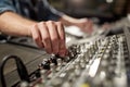 Man using mixing console in music recording studio Royalty Free Stock Photo