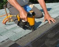 Man using nail gun Royalty Free Stock Photo