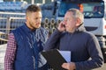 Man using phone at natural gas factory Royalty Free Stock Photo