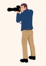 Man using a professional DSLR camera with tele lens Royalty Free Stock Photo