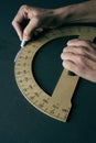 Man using a protractor Royalty Free Stock Photo