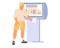 Man using self-service cinema kiosk to buy tickets