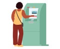 Man using self-service payment kiosk vector illustration