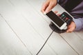 Man using smartphone to express pay Royalty Free Stock Photo