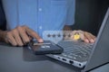 Man using smartphone to login for validate password to two-step authentication. Encrypted data