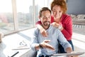 Man using tablet together with his wife Royalty Free Stock Photo