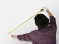 Man Using Tape Rule Measure Studio Royalty Free Stock Photo