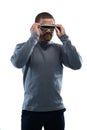 Man using virtual reality glasses Royalty Free Stock Photo