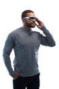 Man using virtual reality glasses Royalty Free Stock Photo